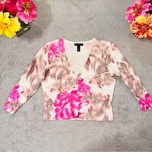 Abstract print crop cardigan